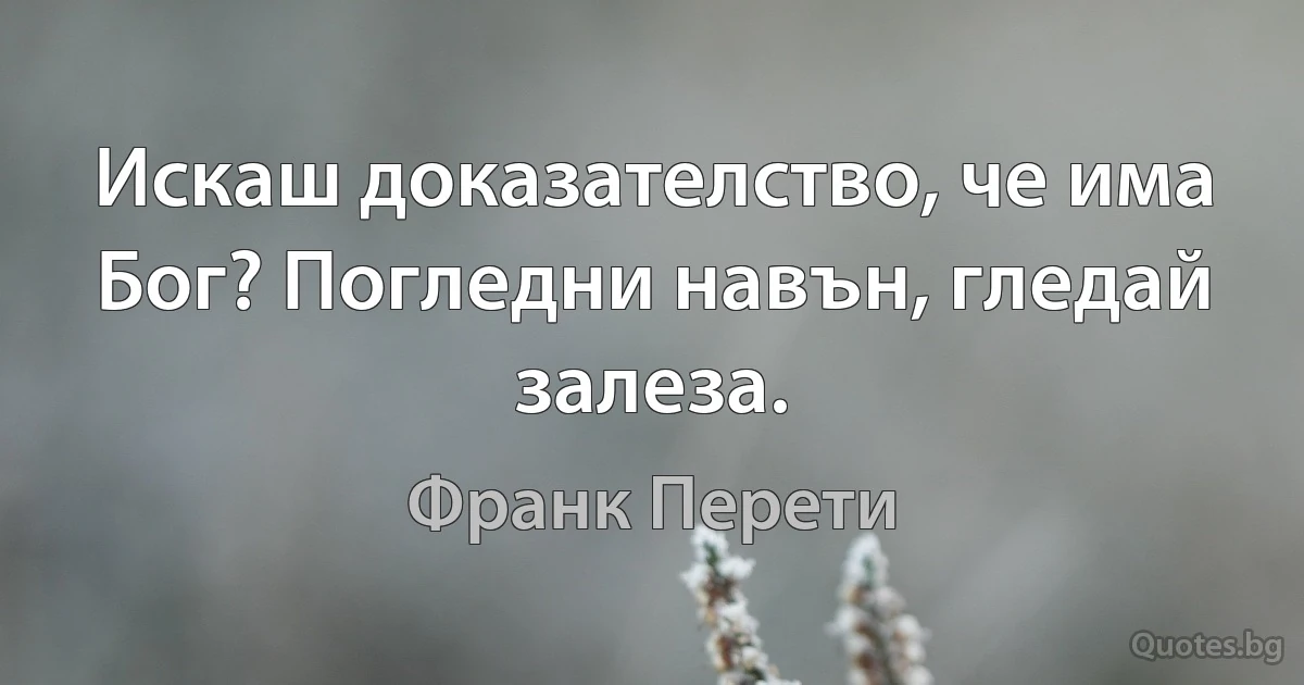 Искаш доказателство, че има Бог? Погледни навън, гледай залеза. (Франк Перети)