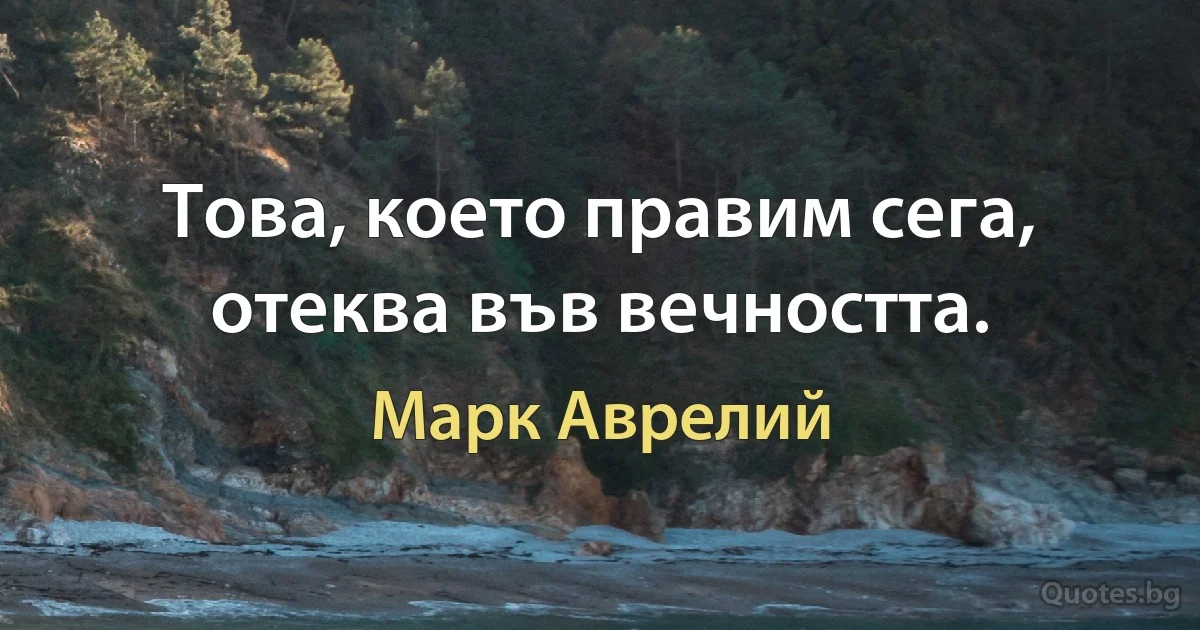 Това, което правим сега, отеква във вечността. (Марк Аврелий)