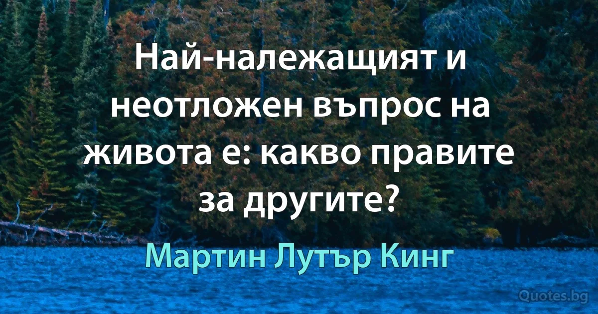 Най-належащият и неотложен въпрос на живота е: какво правите за другите? (Мартин Лутър Кинг)