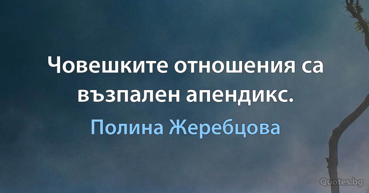 Човешките отношения са възпален апендикс. (Полина Жеребцова)