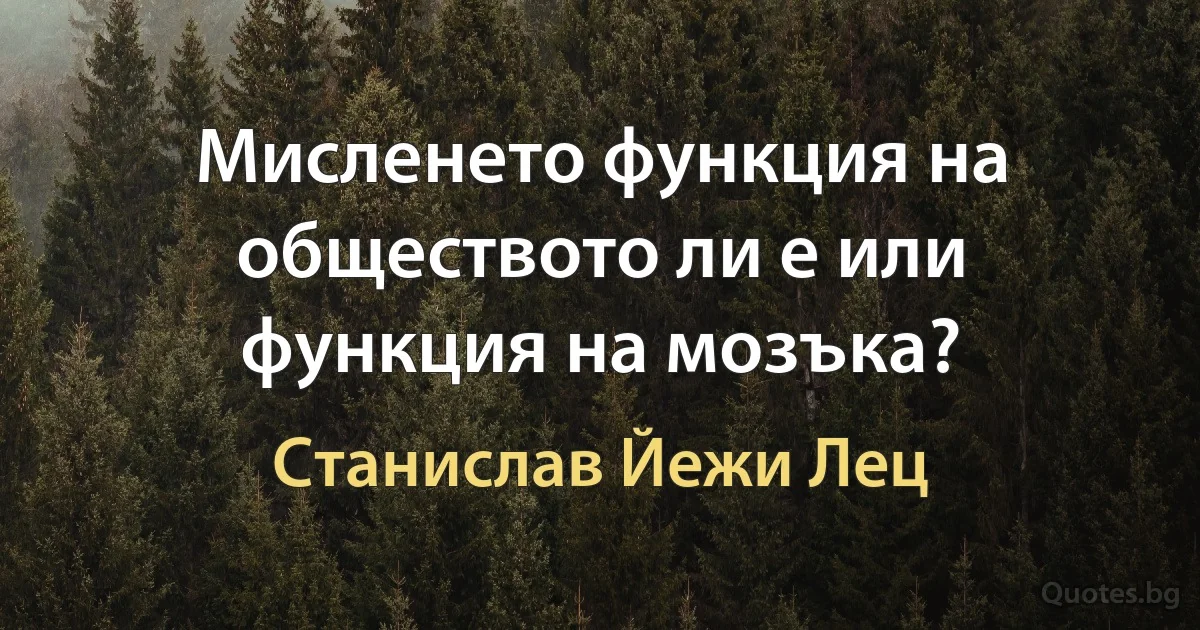 Мисленето функция на обществото ли е или функция на мозъка? (Станислав Йежи Лец)