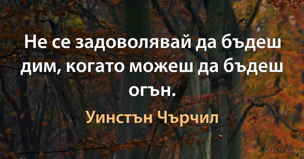 Не се задоволявай да бъдеш дим, когато можеш да бъдеш огън. (Уинстън Чърчил)