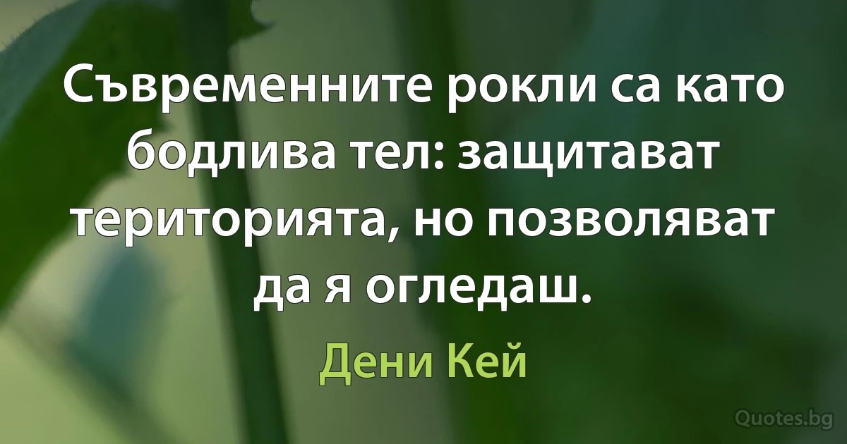 Съвременните рокли са като бодлива тел: защитават територията, но позволяват да я огледаш. (Дени Кей)