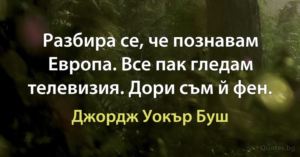 Разбира се, че познавам Европа. Все пак гледам телевизия. Дори съм й фен. (Джордж Уокър Буш)