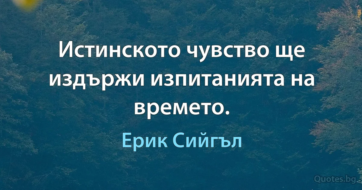 Истинското чувство ще издържи изпитанията на времето. (Ерик Сийгъл)