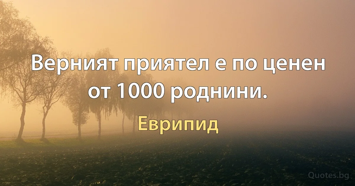 Верният приятел е по ценен от 1000 роднини. (Еврипид)