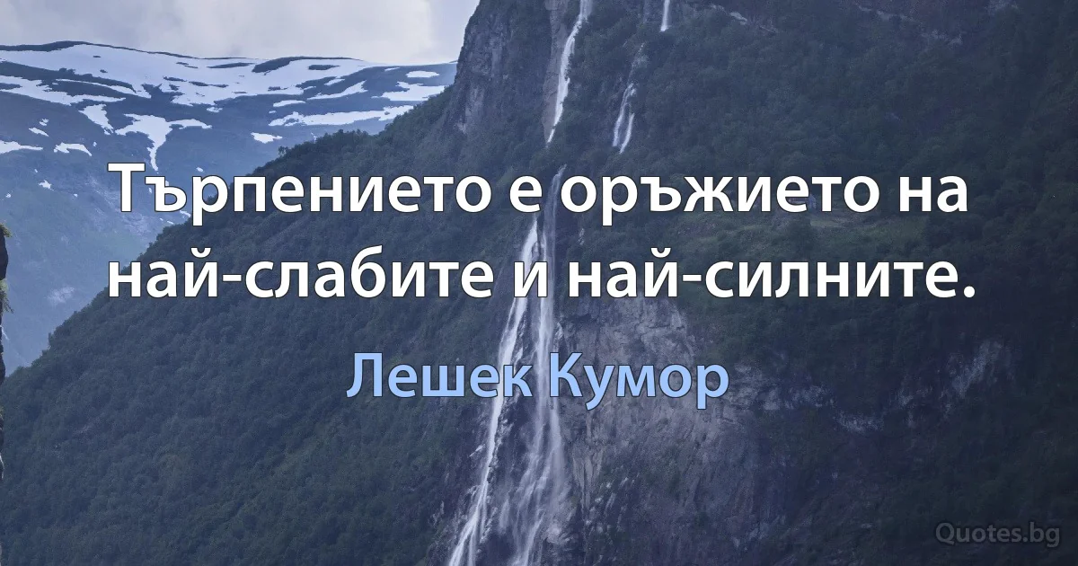 Търпението е оръжието на най-слабите и най-силните. (Лешек Кумор)