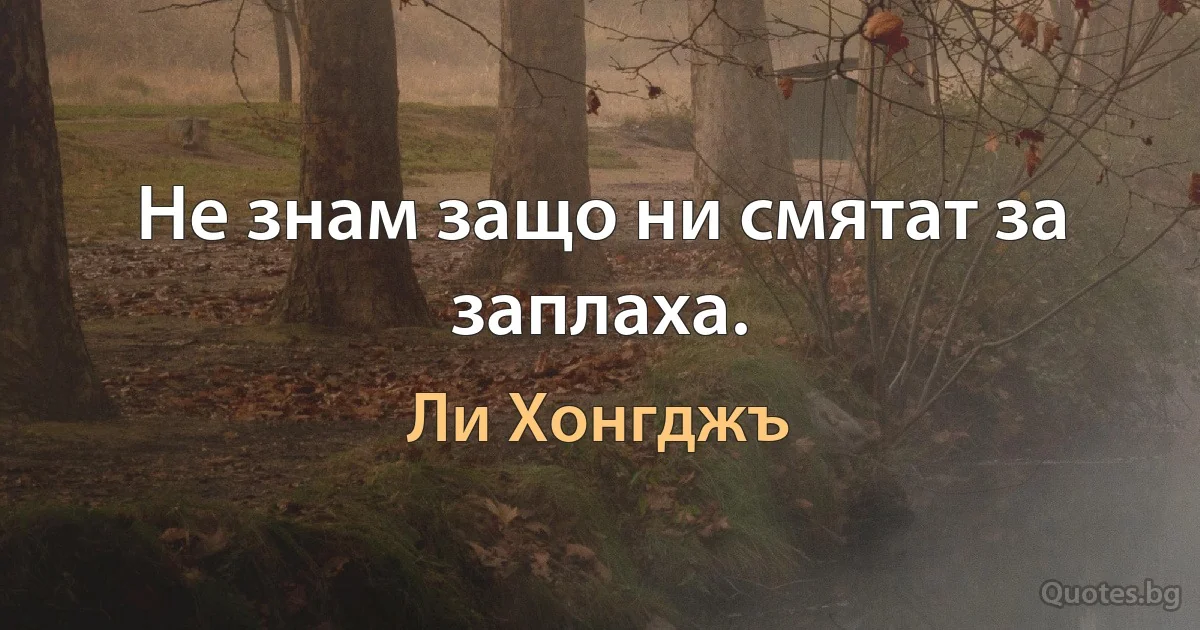 Не знам защо ни смятат за заплаха. (Ли Хонгджъ)