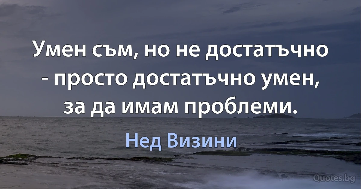 Умен съм, но не достатъчно - просто достатъчно умен, за да имам проблеми. (Нед Визини)