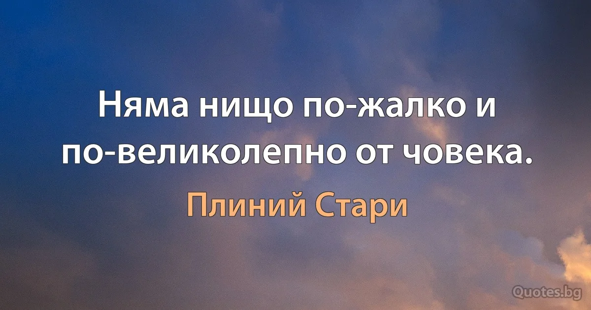 Няма нищо по-жалко и по-великолепно от човека. (Плиний Стари)