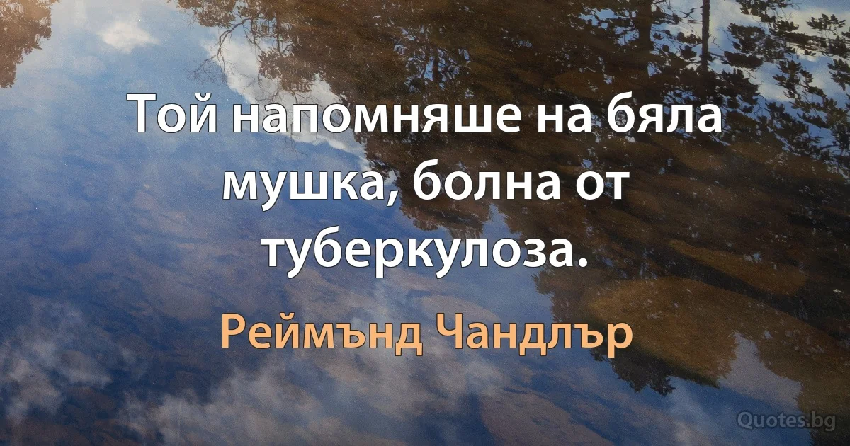 Той напомняше на бяла мушка, болна от туберкулоза. (Реймънд Чандлър)