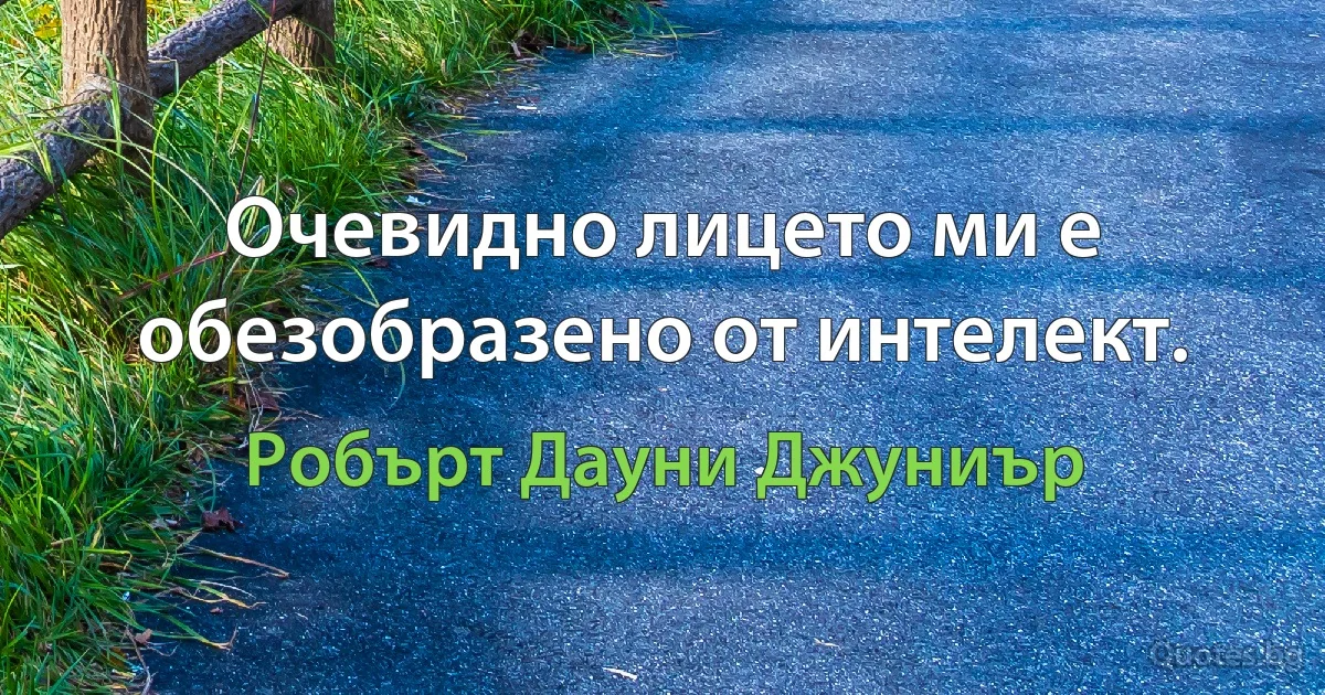 Очевидно лицето ми е обезобразено от интелект. (Робърт Дауни Джуниър)