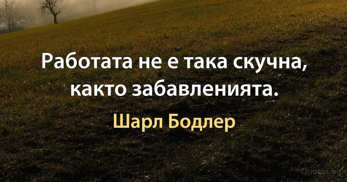 Работата не е така скучна, както забавленията. (Шарл Бодлер)