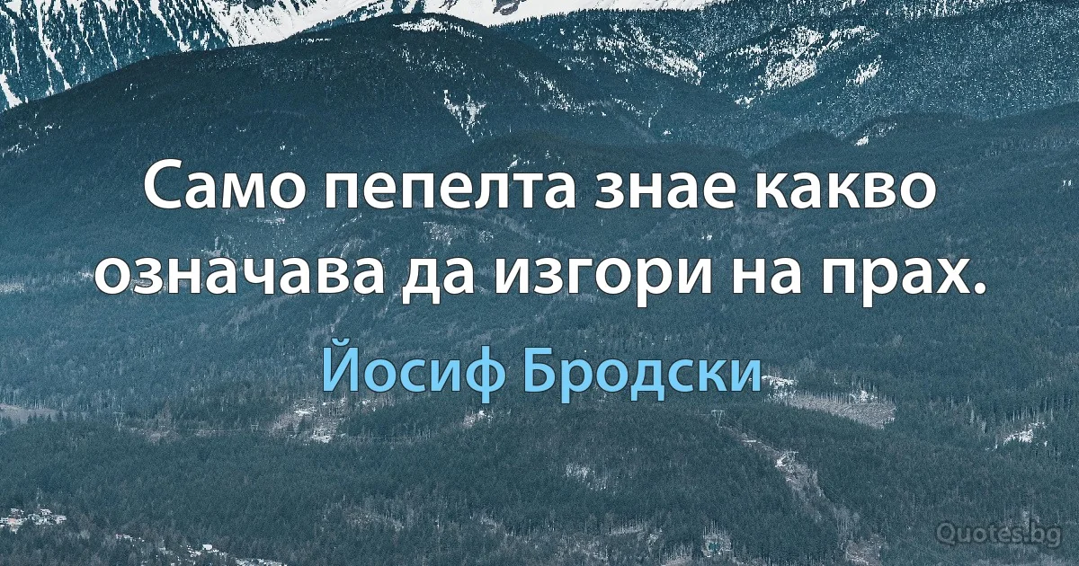 Само пепелта знае какво означава да изгори на прах. (Йосиф Бродски)