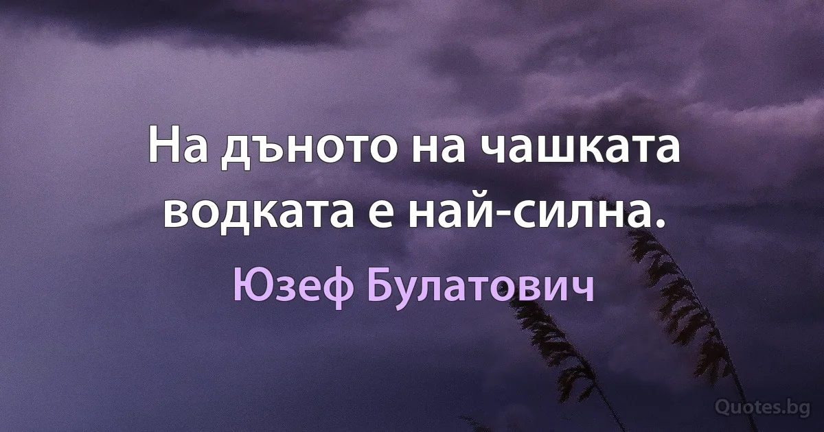 На дъното на чашката водката е най-силна. (Юзеф Булатович)