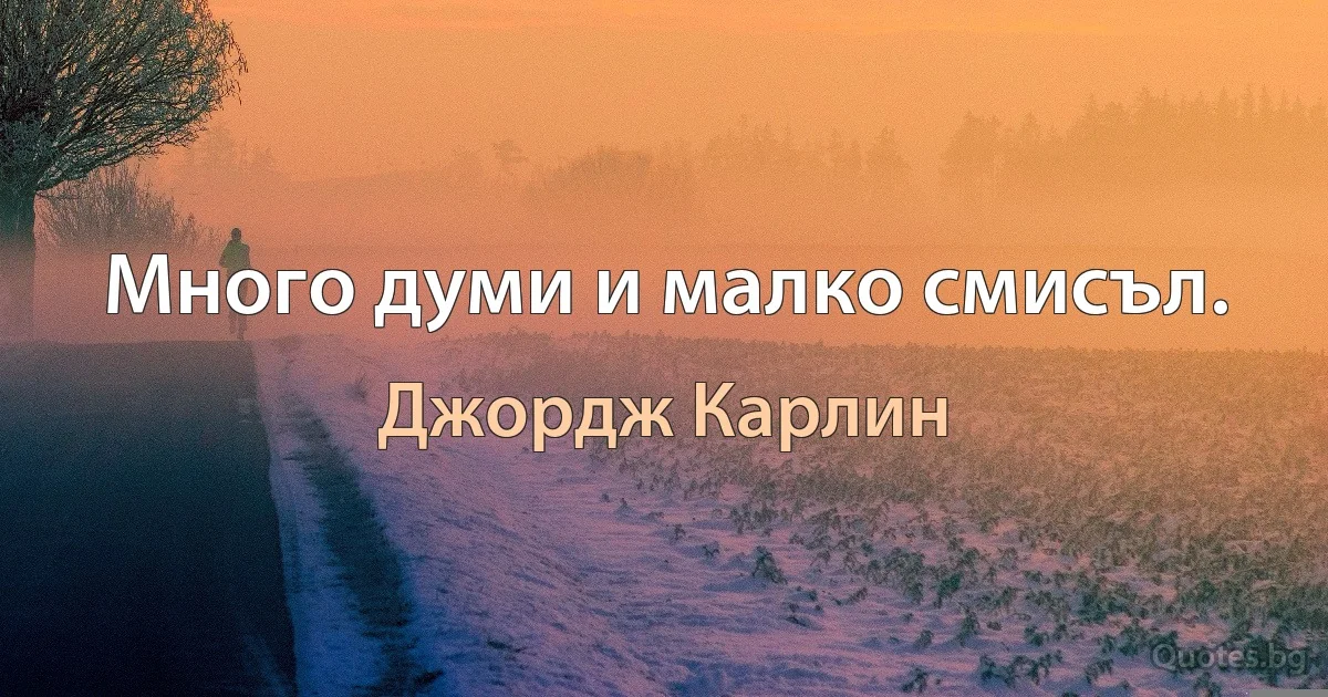 Много думи и малко смисъл. (Джордж Карлин)