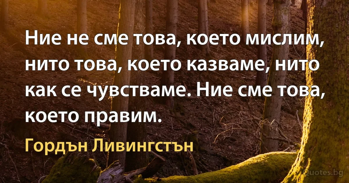 Ние не сме това, което мислим, нито това, което казваме, нито как се чувстваме. Ние сме това, което правим. (Гордън Ливингстън)