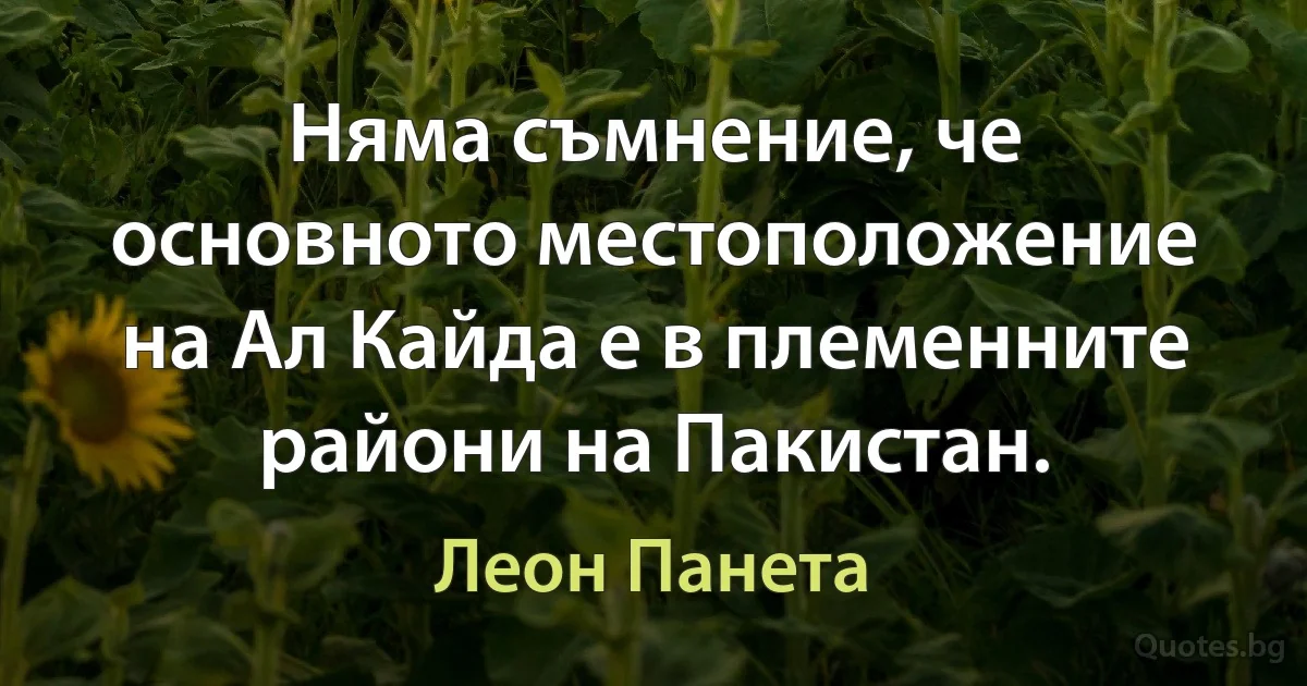 Няма съмнение, че основното местоположение на Ал Кайда е в племенните райони на Пакистан. (Леон Панета)