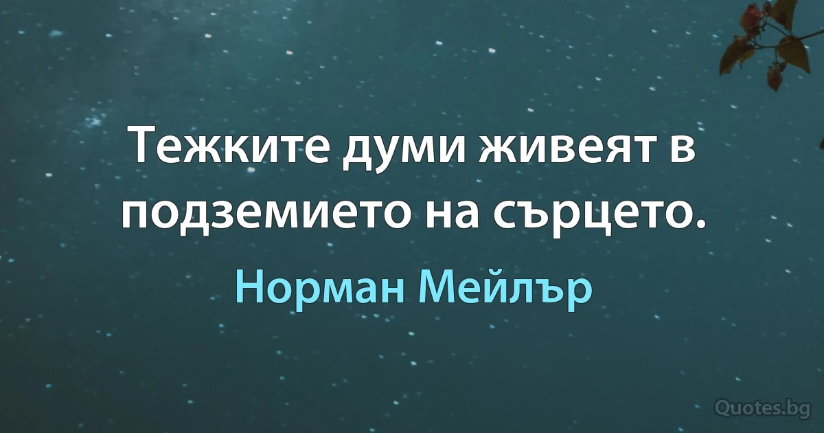 Тежките думи живеят в подземието на сърцето. (Норман Мейлър)