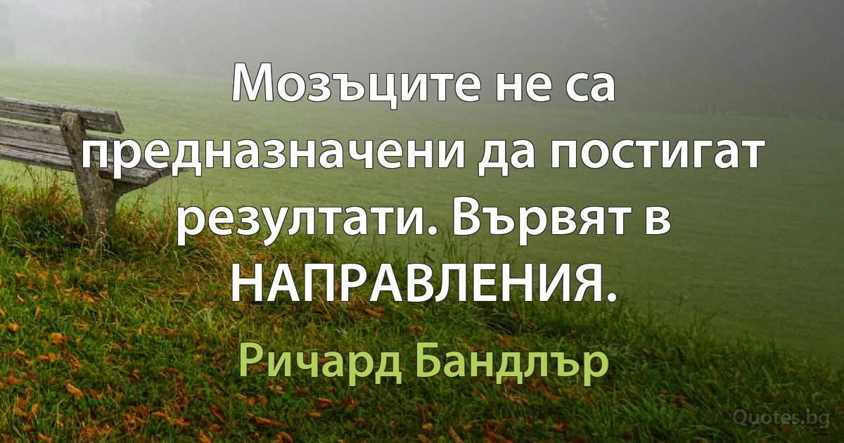 Мозъците не са предназначени да постигат резултати. Вървят в НАПРАВЛЕНИЯ. (Ричард Бандлър)