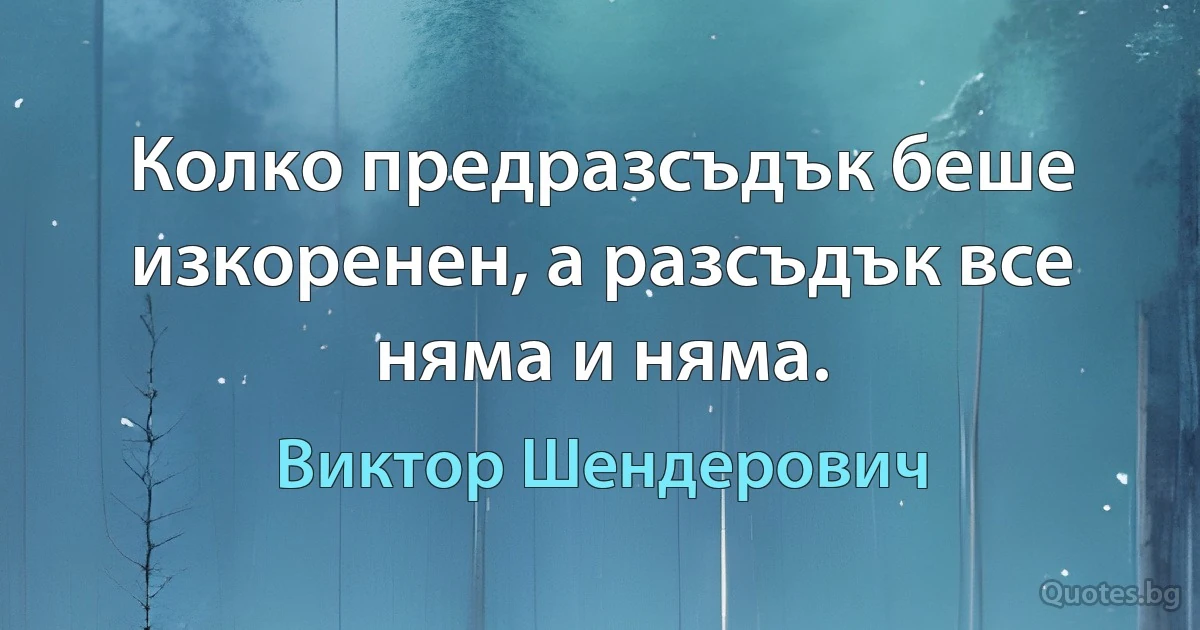 Колко предразсъдък беше изкоренен, а разсъдък все няма и няма. (Виктор Шендерович)