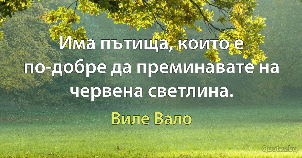 Има пътища, които е по-добре да преминавате на червена светлина. (Виле Вало)