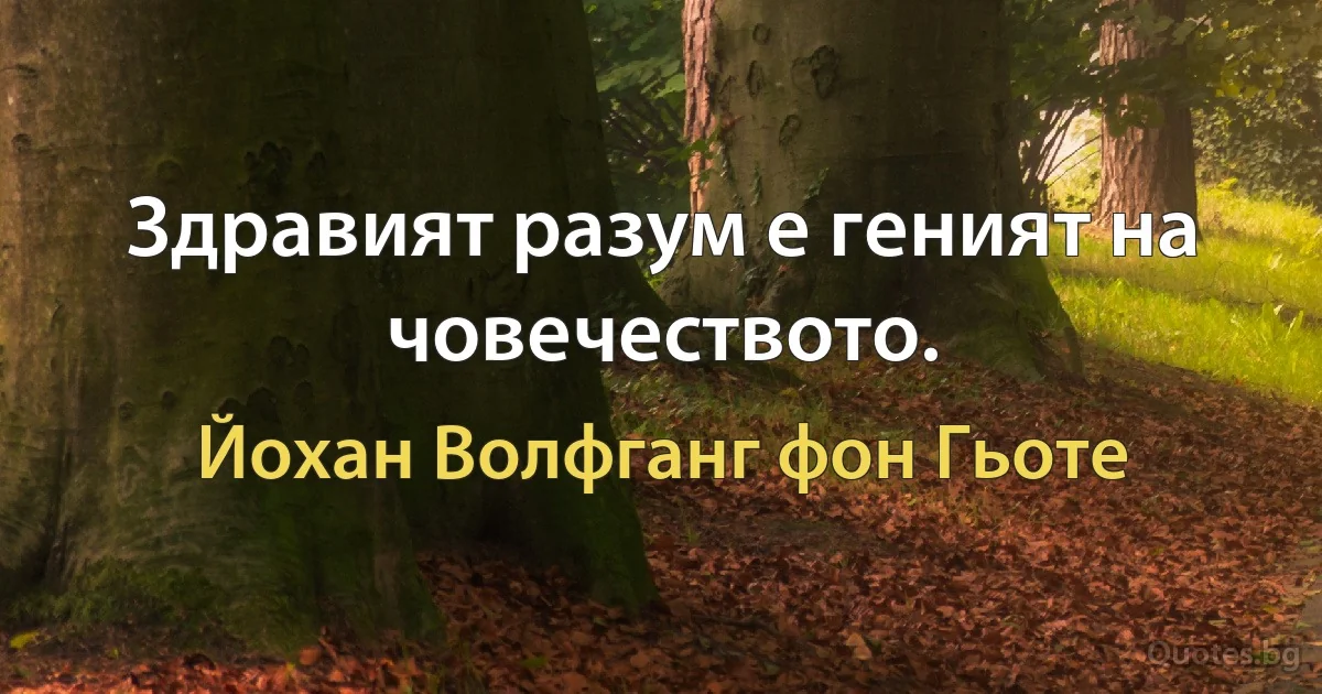 Здравият разум е геният на човечеството. (Йохан Волфганг фон Гьоте)