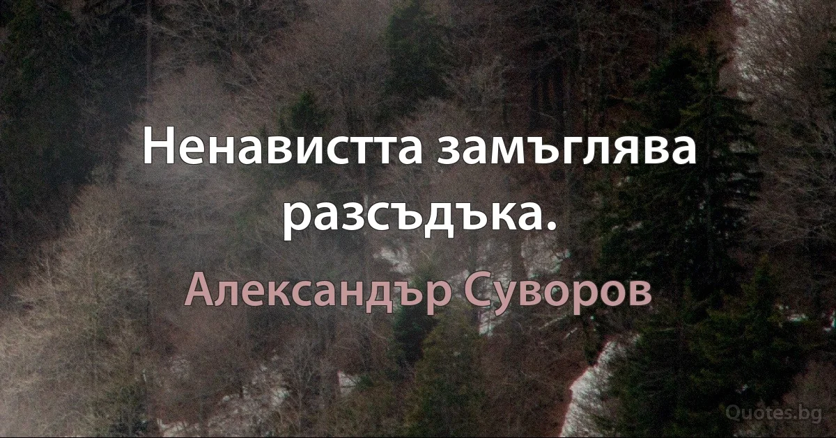 Ненавистта замъглява разсъдъка. (Александър Суворов)