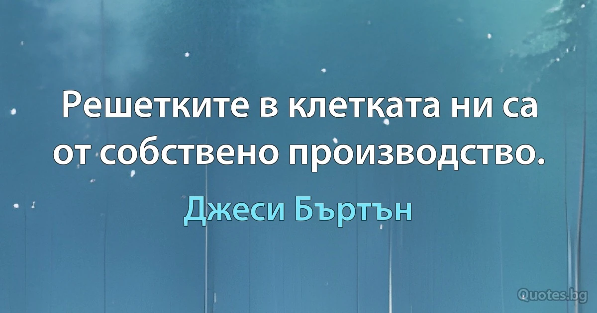 Решетките в клетката ни са от собствено производство. (Джеси Бъртън)