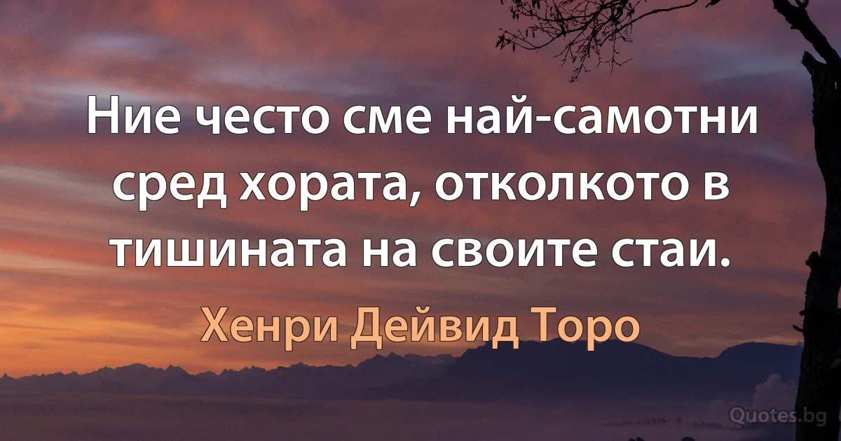 Ние често сме най-самотни сред хората, отколкото в тишината на своите стаи. (Хенри Дейвид Торо)