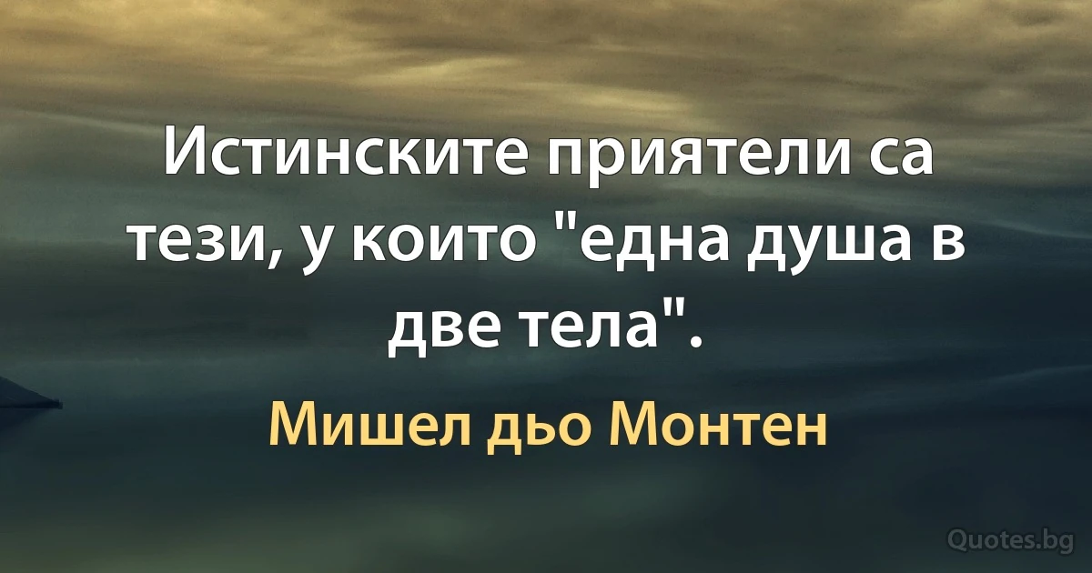 Истинските приятели са тези, у които "една душа в две тела". (Мишел дьо Монтен)