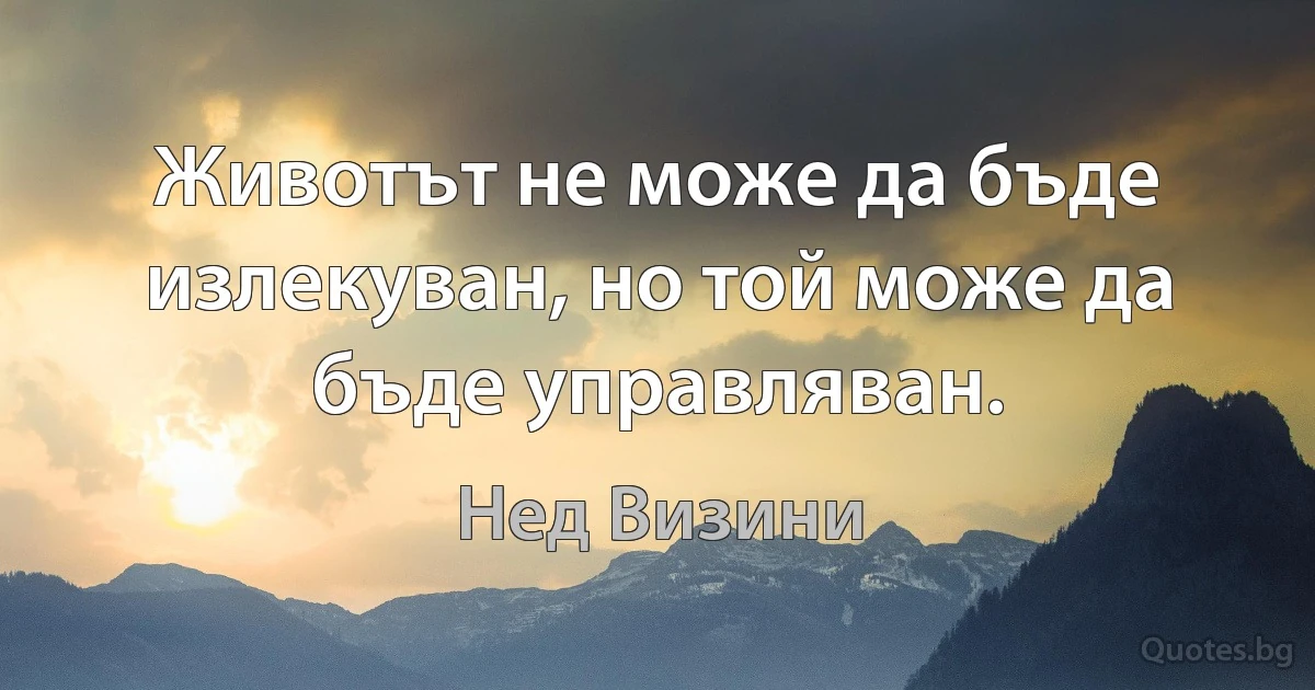 Животът не може да бъде излекуван, но той може да бъде управляван. (Нед Визини)