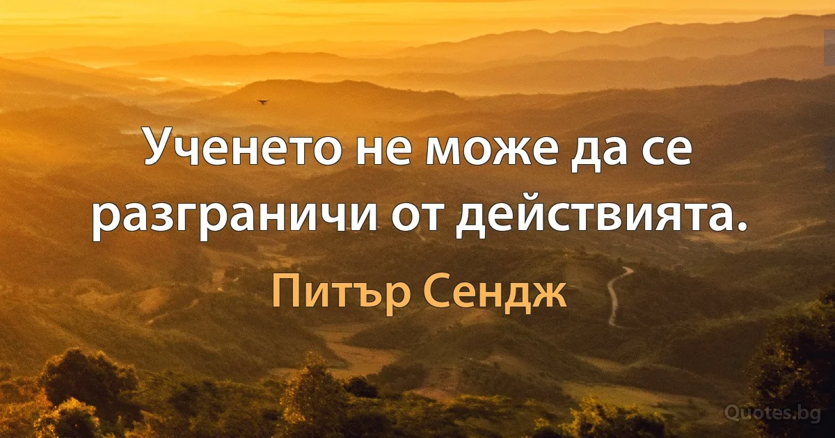 Ученето не може да се разграничи от действията. (Питър Сендж)