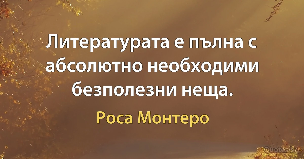 Литературата е пълна с абсолютно необходими безполезни неща. (Роса Монтеро)