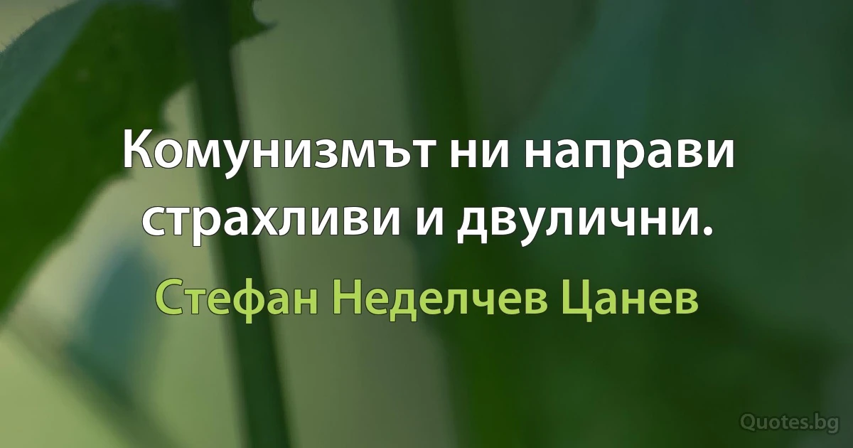 Комунизмът ни направи страхливи и двулични. (Стефан Неделчев Цанев)