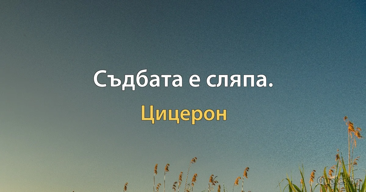 Съдбата е сляпа. (Цицерон)