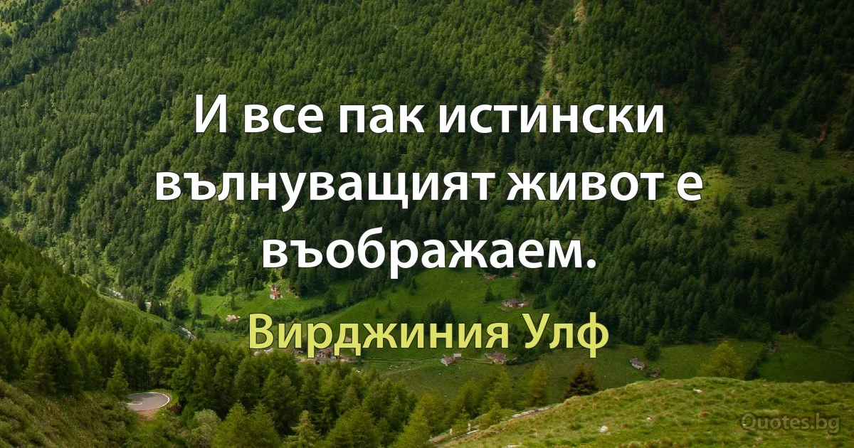 И все пак истински вълнуващият живот е въображаем. (Вирджиния Улф)