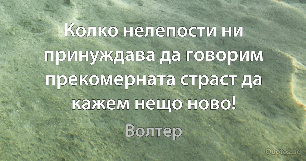 Колко нелепости ни принуждава да говорим прекомерната страст да кажем нещо ново! (Волтер)