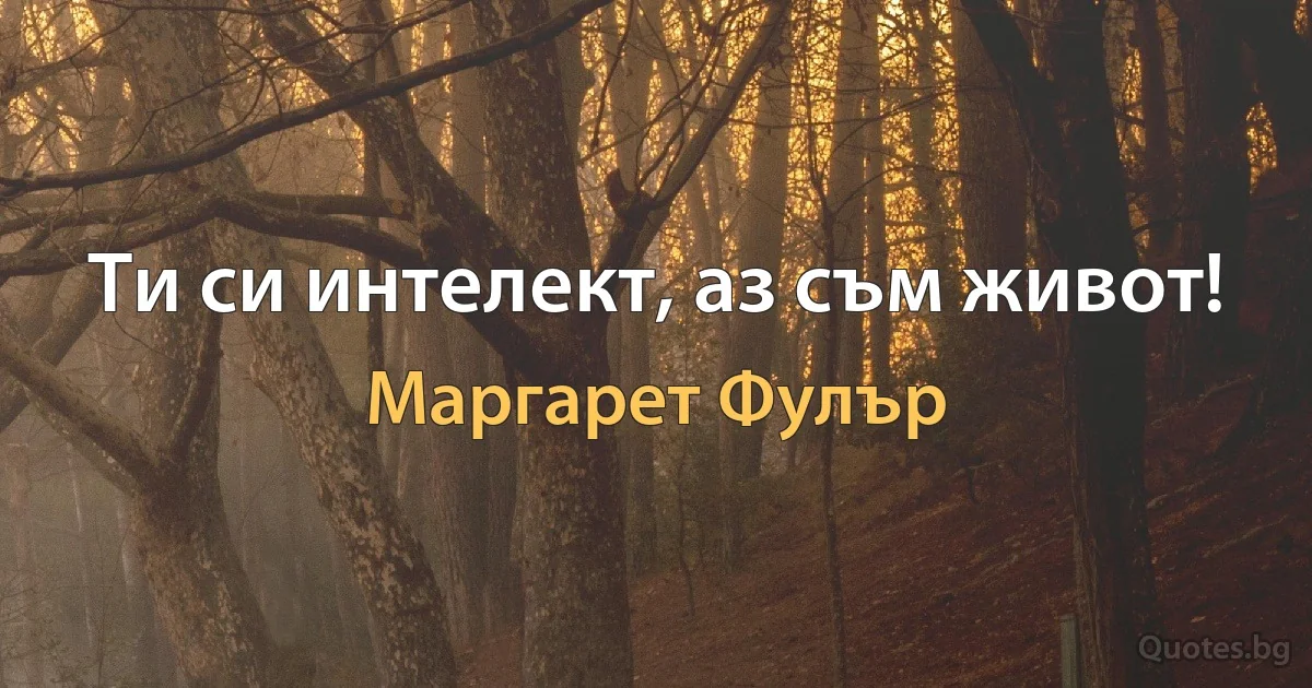 Ти си интелект, аз съм живот! (Маргарет Фулър)