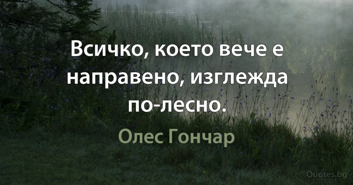 Всичко, което вече е направено, изглежда по-лесно. (Олес Гончар)