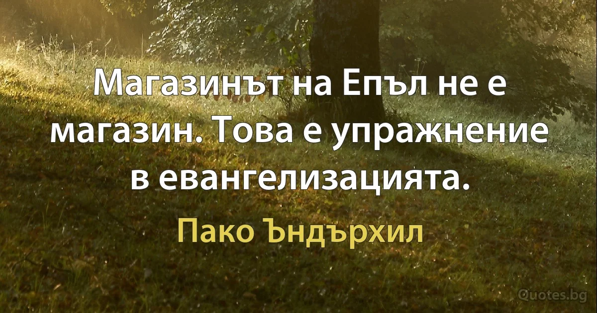 Магазинът на Епъл не е магазин. Това е упражнение в евангелизацията. (Пако Ъндърхил)