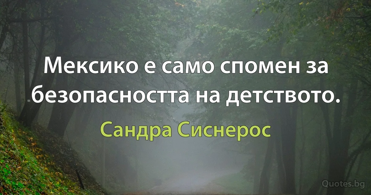 Мексико е само спомен за безопасността на детството. (Сандра Сиснерос)