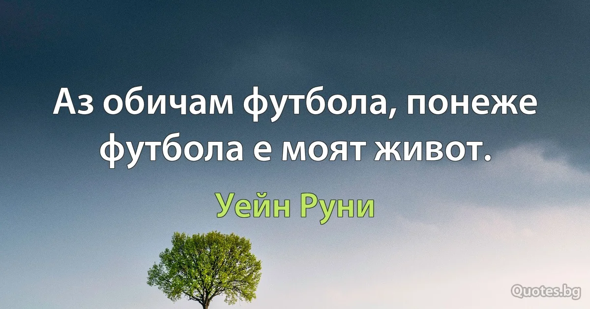 Аз обичам футбола, понеже футбола е моят живот. (Уейн Руни)