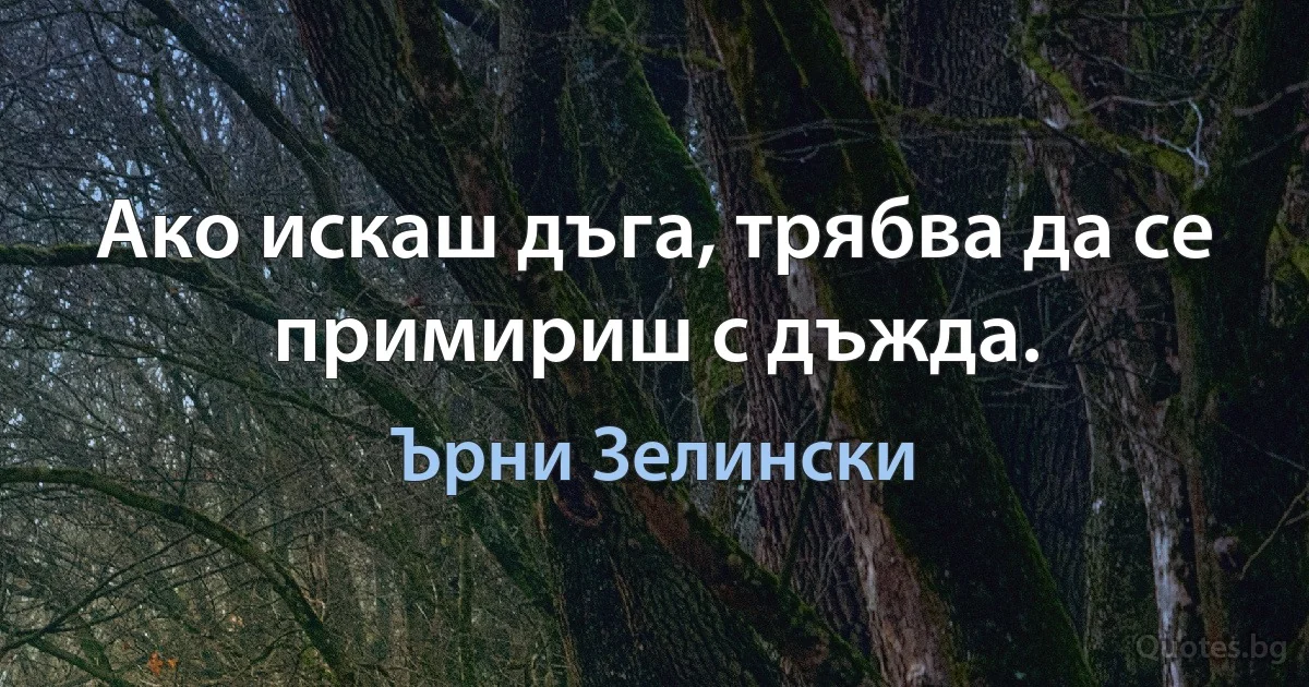 Ако искаш дъга, трябва да се примириш с дъжда. (Ърни Зелински)