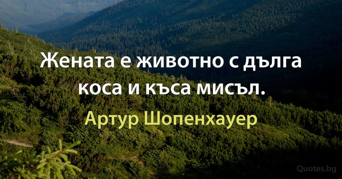 Жената е животно с дълга коса и къса мисъл. (Артур Шопенхауер)