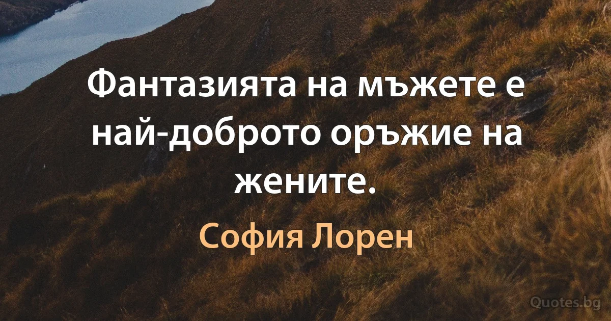 Фантазията на мъжете е най-доброто оръжие на жените. (София Лорен)