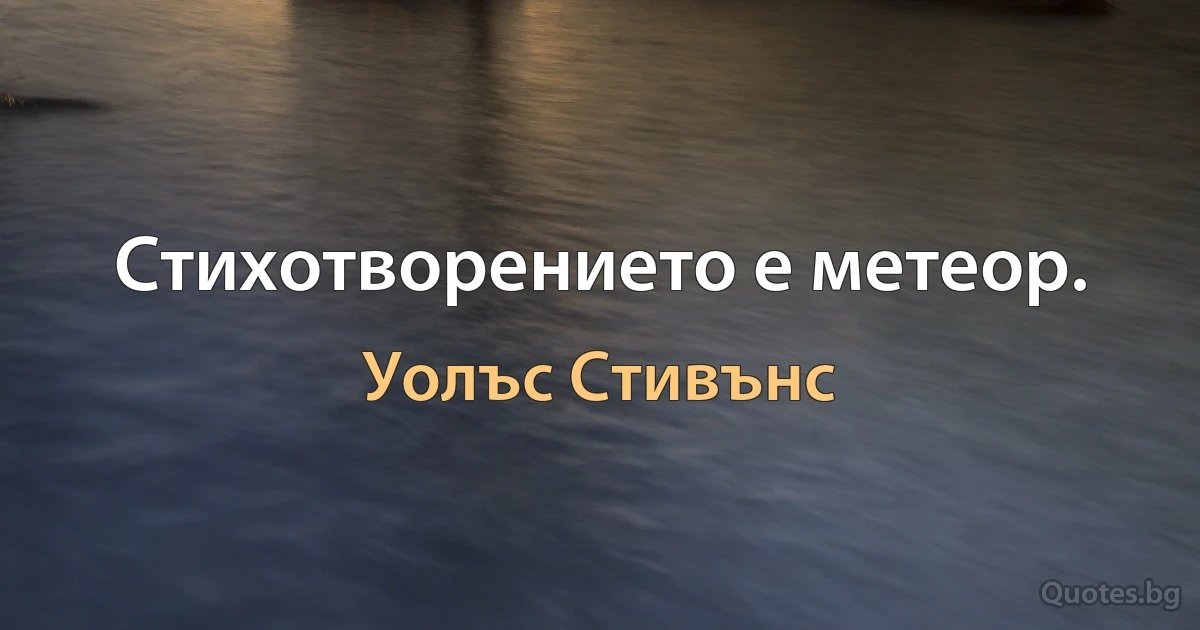 Стихотворението е метеор. (Уолъс Стивънс)