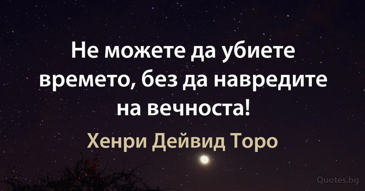 Не можете да убиете времето, без да навредите на вечноста! (Хенри Дейвид Торо)