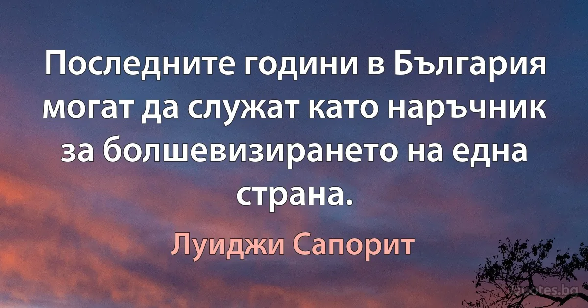 Последните години в България могат да служат като наръчник за болшевизирането на една страна. (Луиджи Сапорит)