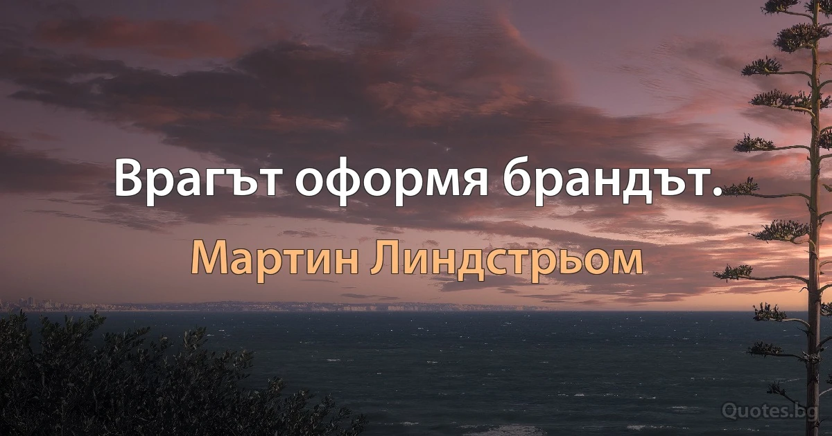 Врагът оформя брандът. (Мартин Линдстрьом)